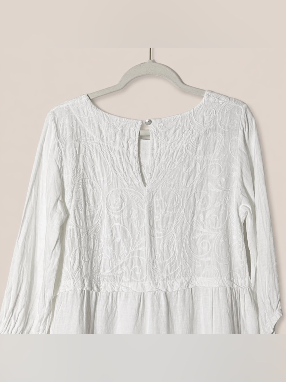 Alessia Pacini White Linen‎ Embroidered Popover Peasant Tunic Blouse M - Picture 4 of 7